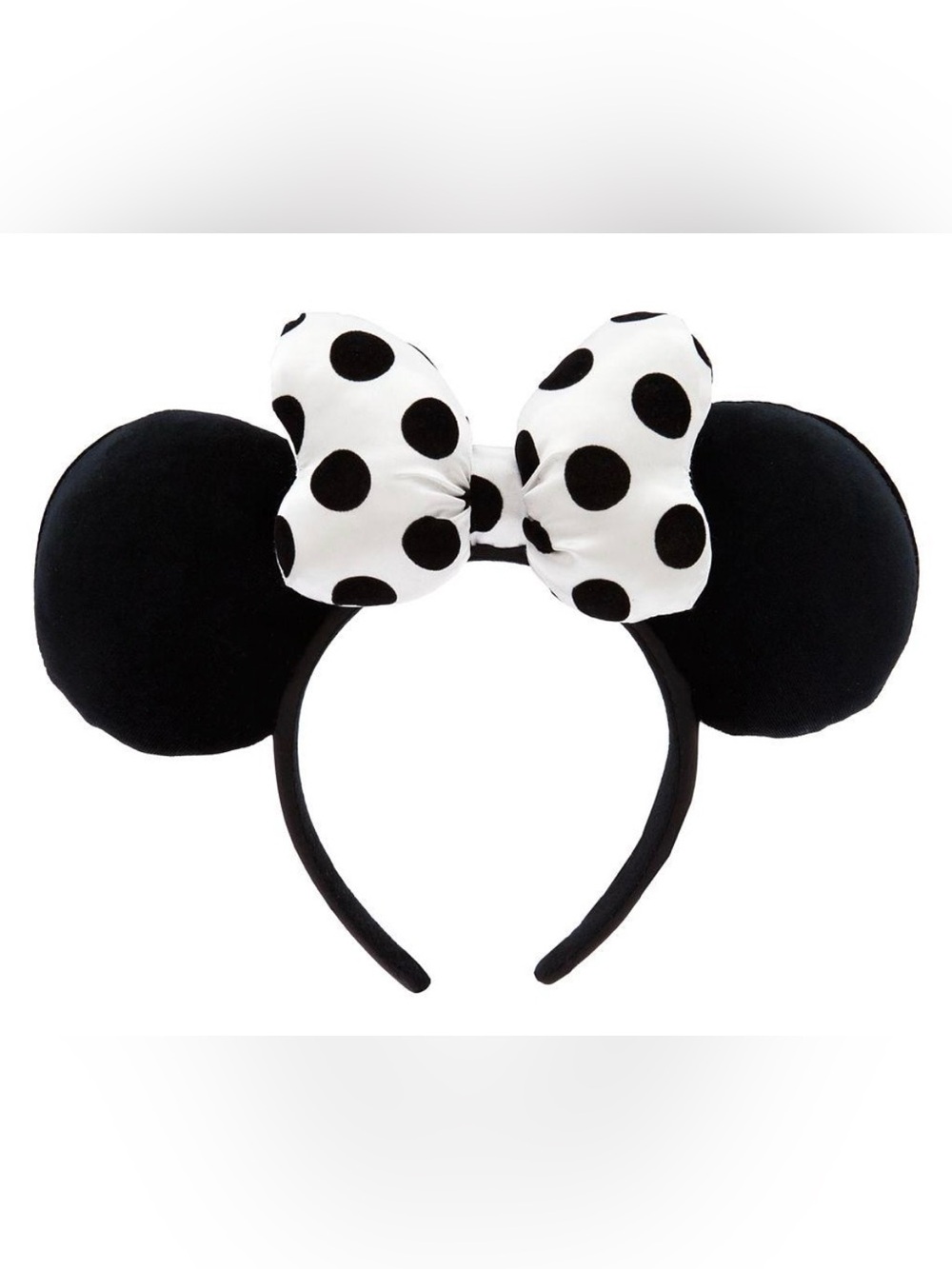 Disney Black Minnie Ears Headband with White Polka Dot Bow